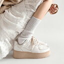 シューズインクローゼット Shoes in Closet -シュークロ- 軽量厚底 ベーシックレースアップ スニーカー 1483 (ホワイト/ベージュ)