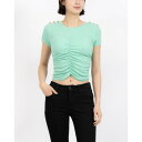 デニーローズ DENNY ROSE ショルダーボタンポイントシャーリングTOPS (AQUA GREEN)