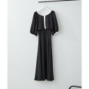ナイスクラップ NICE CLAUP 【セットアイテム】【RMAF】配色カットジャガードワンピース (BK)