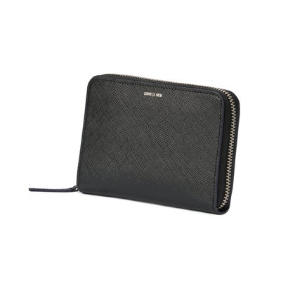 楽天LOCOMALL（ロコンド公式ストア）コムサメン COMME CA MEN 新商品/AJIOKA/コムサ・メン/コール/ミドルサイズ/ラウンド二つ折り財布【wcm-6885】 （ブラック×ブルー）