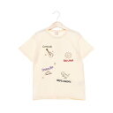 プティマイン petit main 【接触冷感】モチーフロゴ刺繍半袖Tシャツ (クリーム)
