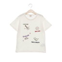 プティマイン petit main 【接触冷感】モチーフロゴ刺繍半袖Tシャツ (ECRU)