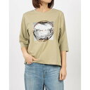 ブローディア BRODIAEA ハイブリットコットン フォトプリント5分袖Tシャツ (モスグリーン)