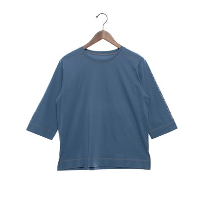 ブローディア BRODIAEA マルチシルケット袖ロゴ5分袖カットソー （ブルー）