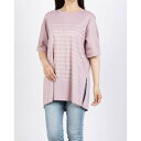 ブローディア BRODIAEA 英文プリント半袖チュニック (ピンク)