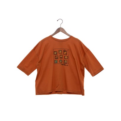 ブローディア BRODIAEA シルケットコットン切手風刺繍5分袖Tシャツ （レンガ）