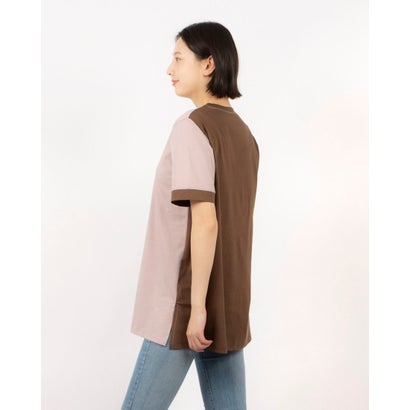 ブローディア BRODIAEA マルチシルケットシリーズ 配色切り替えロゴ半袖チュニック （ブラック）