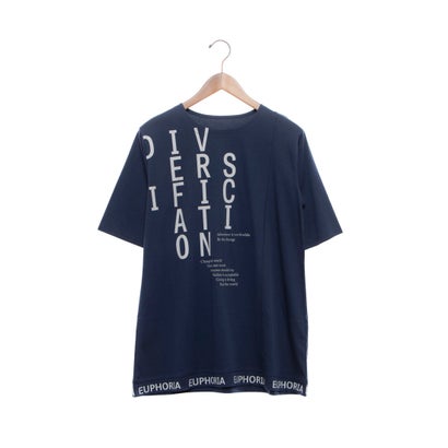 ブローディア BRODIAEA プレミアムコットン でかロゴ半袖チュニック (ネイビー)