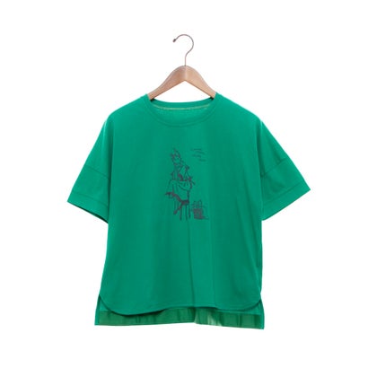 ブローディア BRODIAEA ツルサラコットンシリーズ イラストプリント半袖Tシャツ (グリーン)