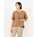 ブローディア BRODIAEA ツルサラコットンシリーズ イラストプリント半袖Tシャツ (キャメル)