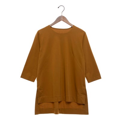 ブローディア BRODIAEA 無地七分袖チュニックカットソー (マスタード)