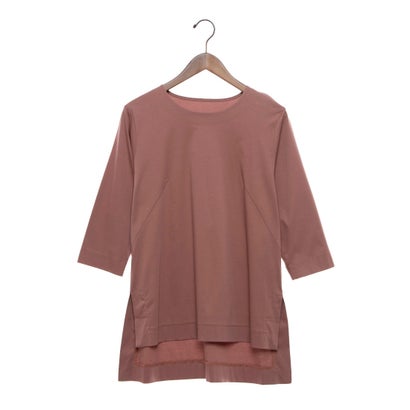 ブローディア BRODIAEA 無地七分袖チュニックカットソー (ピンク)
