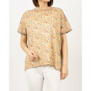 ブローディア BRODIAEA リバティープリントミラクルウェーブ ボタニカル柄切り替え半袖Tシャツ (ベージュ)