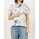 ブローディア BRODIAEA シルケット 手書き風イラスト総柄 半袖Tシャツ (シルバーグレー)
