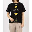 ブローディア BRODIAEA 極サラコットンフラワープリント半袖Tシャツ (ブラック)