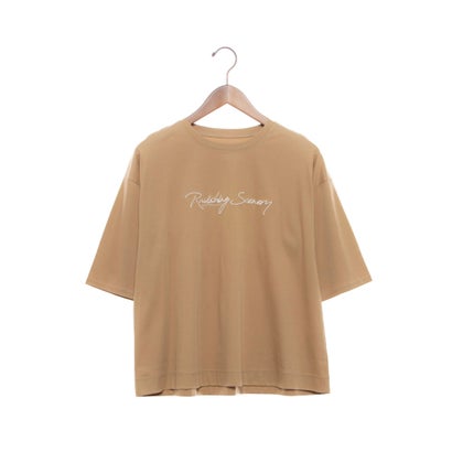 エグランティーヌ EGLANTINE バイオスムース ロゴ刺繍5分袖Tシャツ （キャメル）