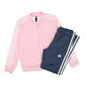 アディダス adidas ジュニア ジャージ上下セット エッセンシャルズ スリーストライプス トラックスーツ IS2637 (clear pink/white/...