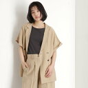 ザ ショップ ティーケー (ウィメン) THE SHOP TK(Women) リネン混半袖テーラージャケット【洗える/セットアップ可】 (ベージュ(052))
