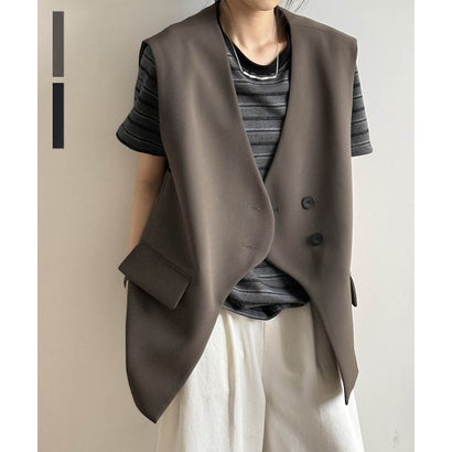 アルゴトウキョウ ARGO TOKYO Double Button V-neck Gilet 21133 ダブルボタンVネックジレ ダブルボタンベスト ジレ ロングベスト ロングジレ （ブラウン）