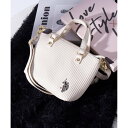 ユーエスポロアッスン U.S. POLO ASSN. プリーツ ミニトート ショルダーバッグ (ホワイト)