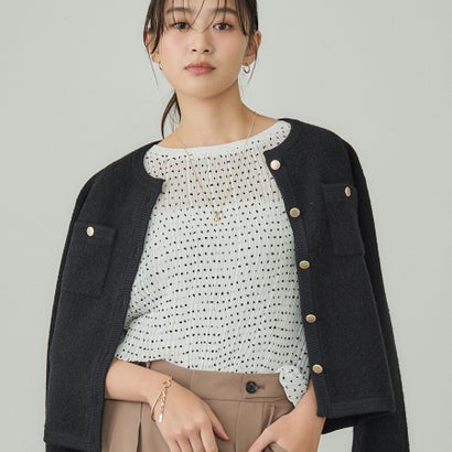 インディヴィ INDIVI 【洗える／ドット柄／凹凸素材】プリーツデザインブラウス （ホワイト(501)）