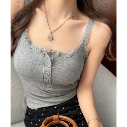 ミニミニストア miniministore レース切替キャミソールカップ付きインナー （グレー）