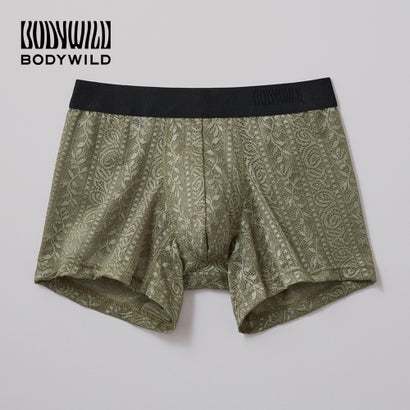 ボディワイルド BODY WILD ボクサーパンツ ラッセルレース アンティークストライプ柄 【返品不可商品】 (モスグリーン)