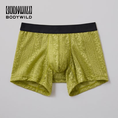 ボディワイルド BODY WILD ボクサーパンツ ラッセルレース アンティークストライプ柄 【返品不可商品】 (サンドイエロー)