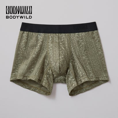 ボディワイルド BODY WILD ローライズボクサー ラッセルレース アンティークストライプ柄 【返品不可商品】 (モスグリーン)