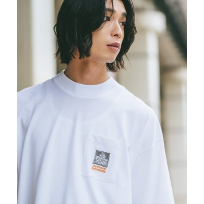 楽天LOCOMALL（ロコンド公式ストア）ジーンズメイト JEANS MATE OUTDOOR EXCHANGE x ZERO STAIN コラボ モックネックT リーフロゴ ポケット 刺繍 汗染み 目立ちにくい Tシャツ ゼロステイン アウトドアエクスチェンジ （ホワイト）