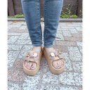 アドット adottona 【軽量】リボンモチーフつき厚底シャワーサンダル (BEG)
