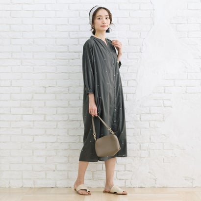 サブストリート マイスタンダード sabstreet my standard 【大きいサイズ】 9号・15号(M・3L) INDESIGN プリント＆シャイニードットワンピース （チャコール）