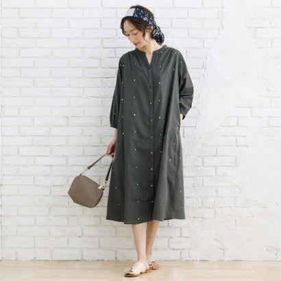 サブストリート マイスタンダード sabstreet my standard 【大きいサイズ】 9号・15号(M・3L) INDESIGN プリント＆シャイニードットワンピース （チャコール）