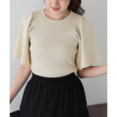 ブルーイースト BLUEEAST フレアスリーブ半袖ニット （アイボリー）