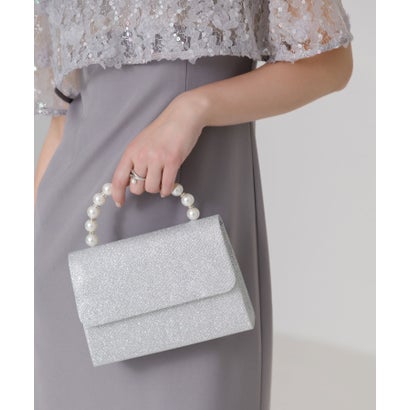 レジャ Leja 2WAYパールハンドルグリッターバッグ結婚式 パーティードレス 成人式 20代 30代 40代 （SILVER）