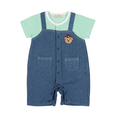 プティマイン petit main サロペ風半袖カバーオール【返品不可商品】 （ブルー）