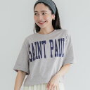 コカ coca クロップド丈ロールアッププリントTシャツ (Gray)