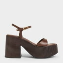 アンクルストラップ プラットフォームサンダル (Brown)