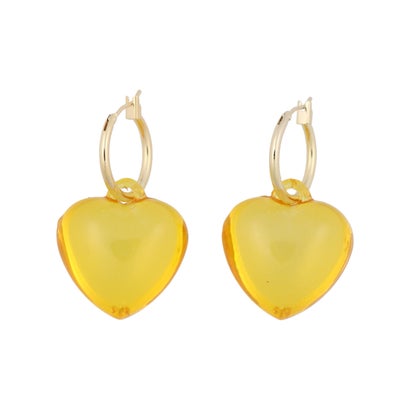 スリーフォータイム Three Four Time カラフルハートフープピアス （イエロー）