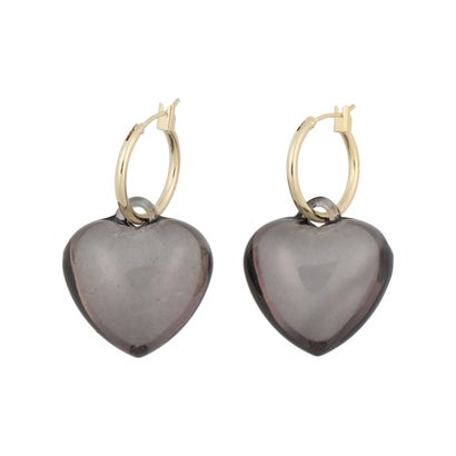 スリーフォータイム Three Four Time カラフルハートフープピアス （ブラック）