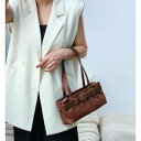 トミエコ Tomieco LEATHER 羊革スクエアバッグ 人気の横長トートバッグ (D/BROWN)(4)