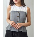 マガジンデモードシュシュ MAGASIN DE MODE Chou Chou リネンタッチ×T/Cブロード フリル付きビスチェ XNN (グレー)