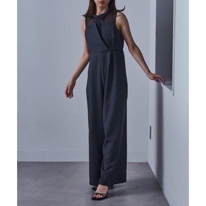 メゾンブリーズ MAISON BREEZE リネンタッチ×オーガンジー ドッキングタックオールインワン XNN （チャコールグレー）