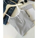ミニミニストア miniministore カップ付きキャミソール ブラトップ重ね着 (ホワイト2(ボーダー))