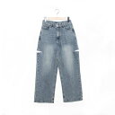 ラブトキシック Lovetoxic ダメージデニムワイドパンツ (サックス)(4)