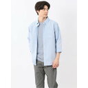 TechLinen ボタンダウン 7分袖シャツ (サックス) メンズ シャツ カジュアル トップス インナー 半袖 5分袖 ギフト プレゼント ライトアウター カーディガン アウター