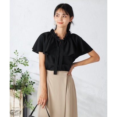 アー・ヴェ・ヴェ a.v.v ナチュラルタッチフリルブラウス （ブラック）