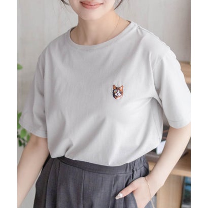マックハウス Mac-House ネコ刺繍Tシャツ （ベージュ）のサムネイル