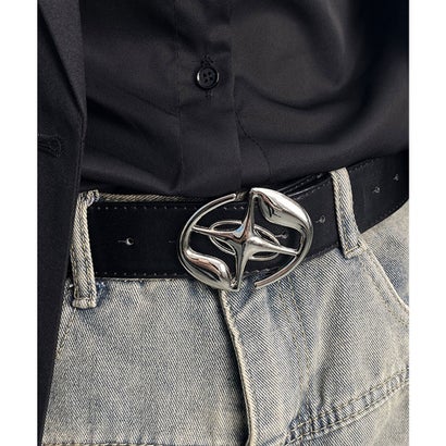 フロージュ florge 【メンズ・レディース兼用】プラネットバックルレザータッチワイドベルト （ブラック（ヴィーナス））