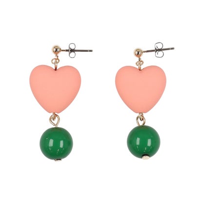 スリーフォータイム Three Four Time ハートバイカラーピアス （グリーン）